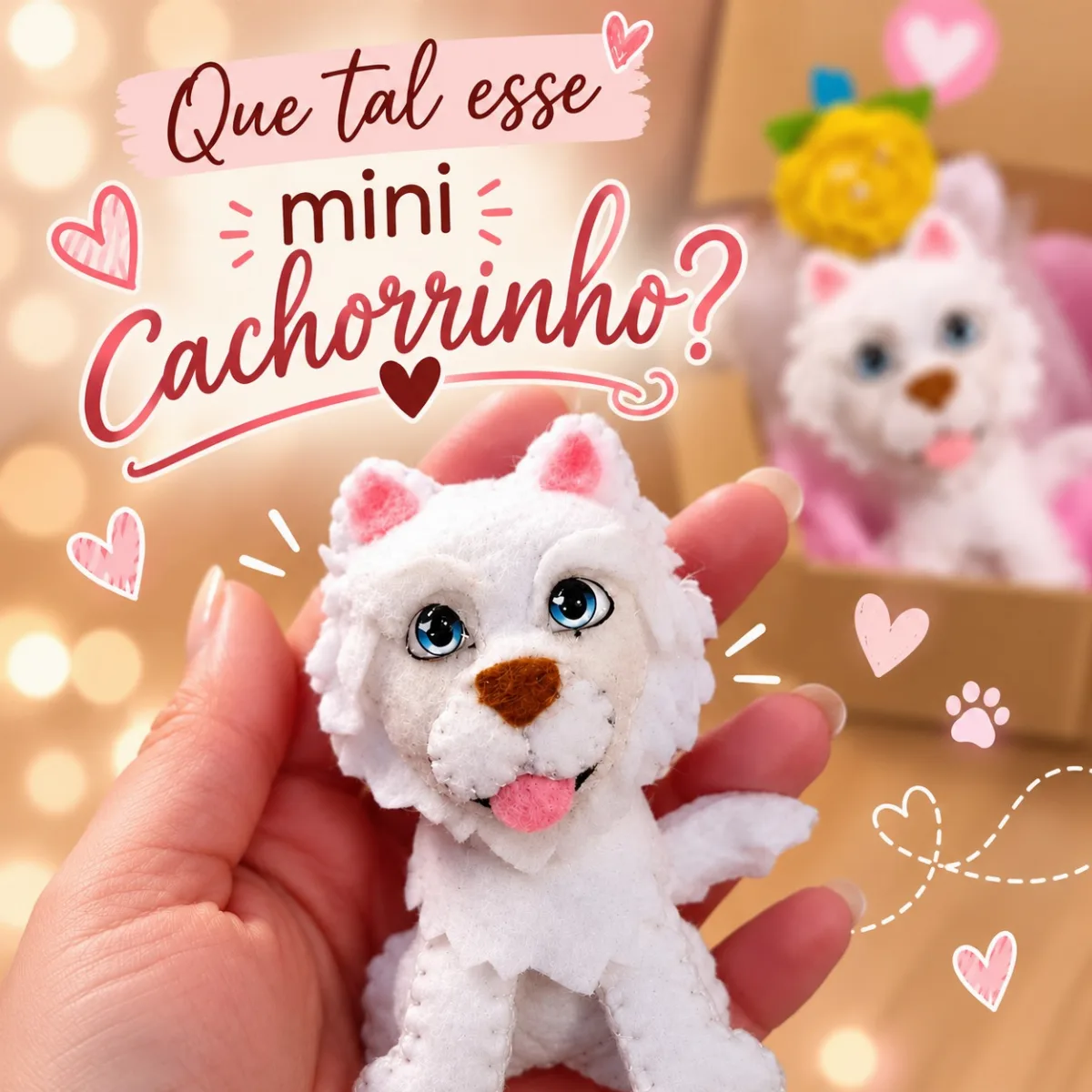 Chaveiro de Cachorro em Feltro Artesanal – Diversas Raças e Cores Personalizadas por Foto