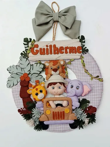 Guirlanda Maternidade Safari Personalizada com Nome em Feltro