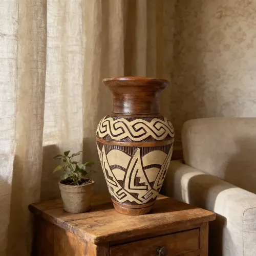 Vaso de Cerâmica Marajoara Pintado à Mão