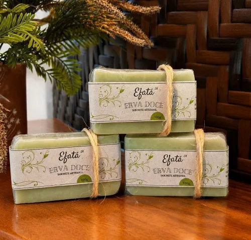 Sabonete Artesanal de Erva Doce com extrato de Aloe Vera-vegano
