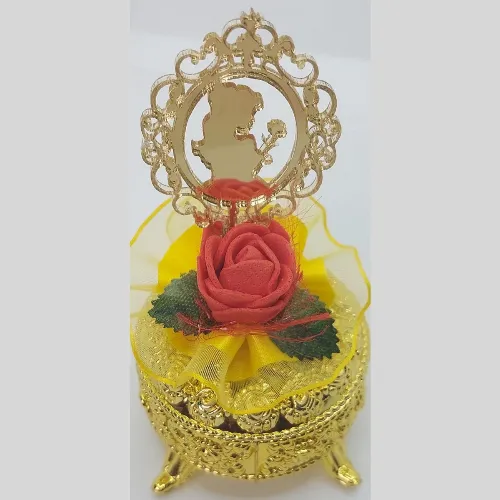 Porta Jóias Pequeno Dourado Bela e Fera Kit com 10 Unidades