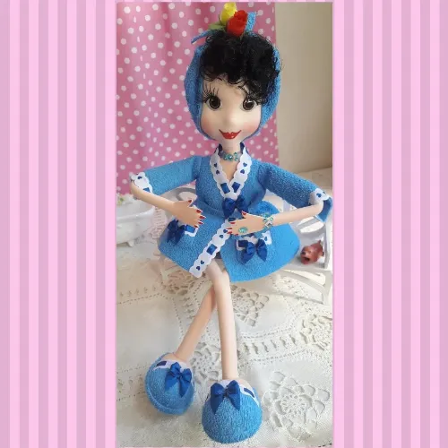 Boneca Porta Papel Higiênico Azul