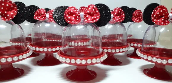 Kit Mini Cúpulas Tema Minnie Vermelha 10 Unidades