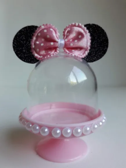 Kit Mini Cúpulas Tema Minnie Rosa com 10 Unidades