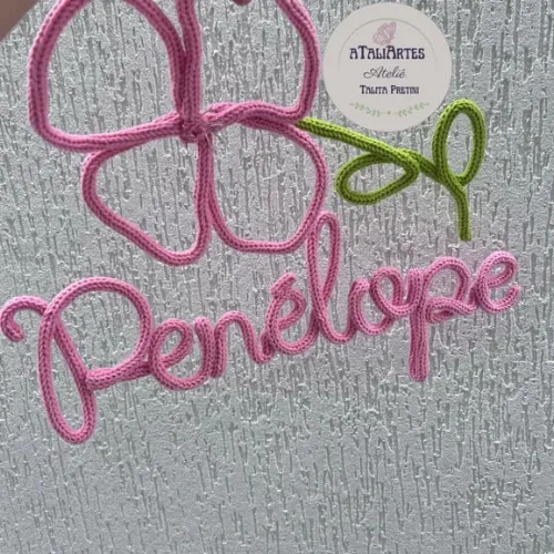 Porta Maternidade Flor Peônia Personalizada em Tricotin