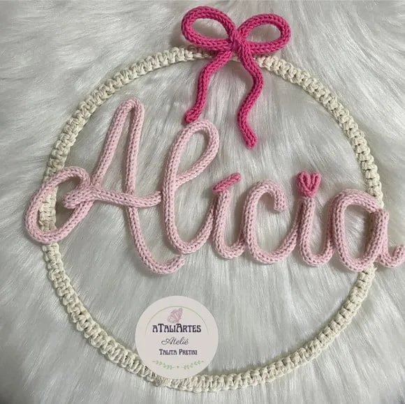 Porta Maternidade Macramê com Tricotin Personalizado