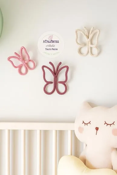 03  Borboletas Decorativas Personalizada em Tricotin