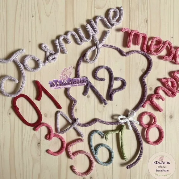 Kit Mêsversário Nuvem com Nome Personalizado em Tricotin