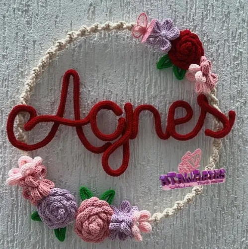 Porta Maternidade  Rosas e Flores em Tricotin