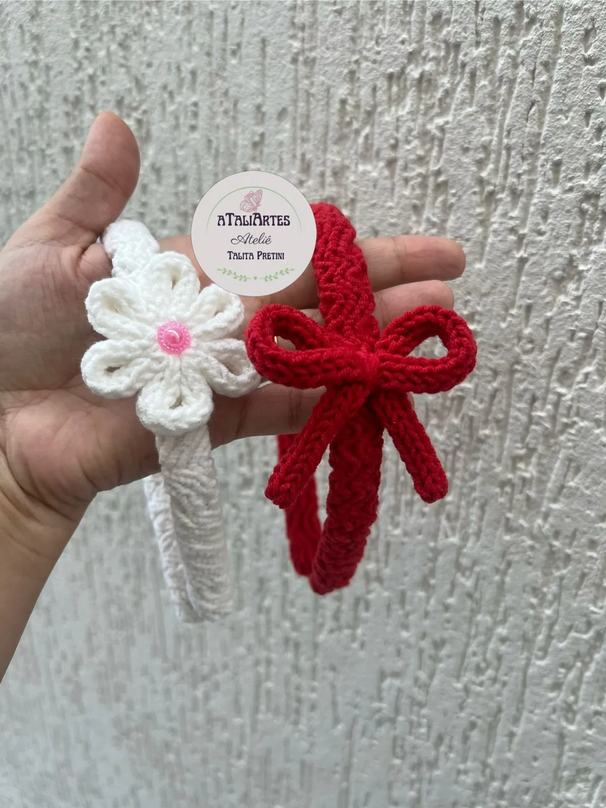 02 Unidades Tiara Personalizada com Laço em Tricotin