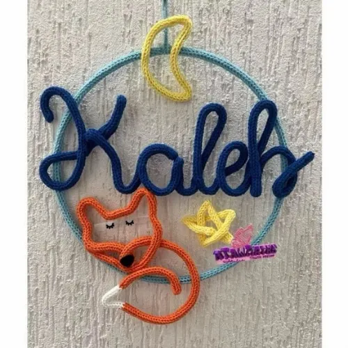 Porta Maternidade Raposinha Personalizada em Tricotin