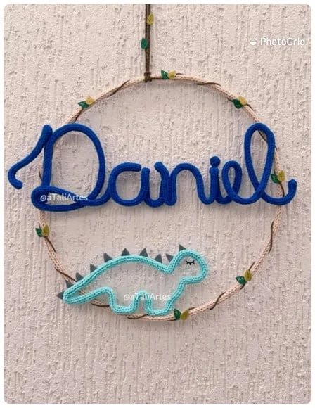 Porta Maternidade Dino Personalizado em Tricotin
