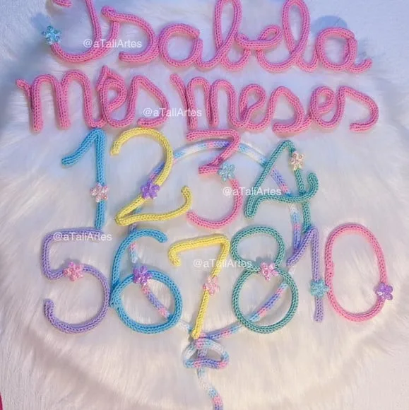 Kit Mêsversário Menina Florzinhas com Nome de tricotin