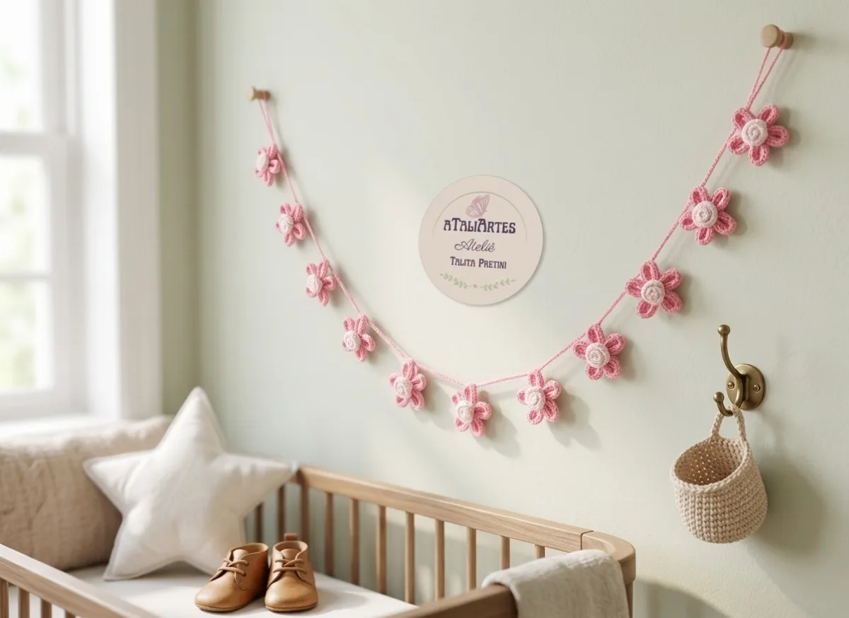 Varal Decorativo Infantil em Tricotin