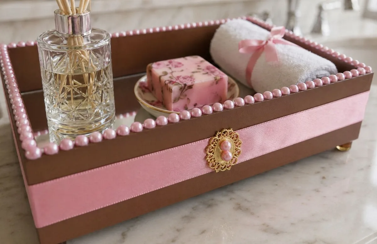 Bandeja Decorativa para Lavabo com Vidro