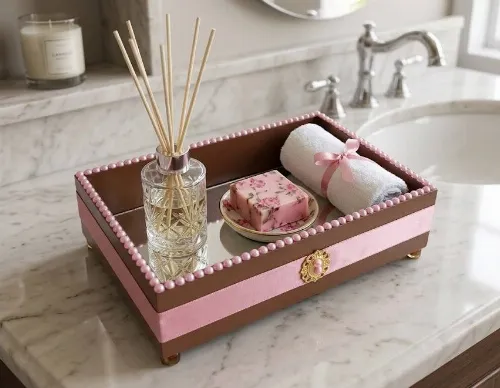 Bandeja Decorativa para Lavabo com Vidro