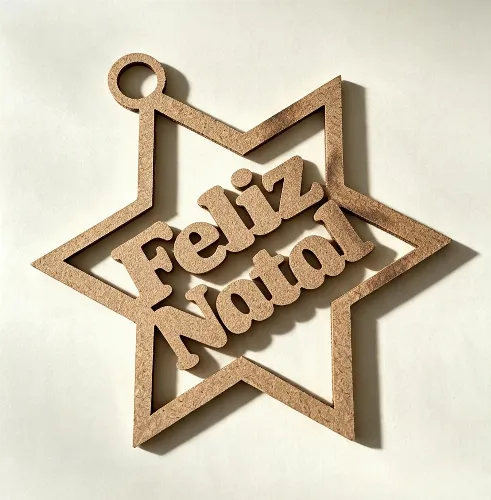 Aplique Mdf Estrela Feliz Natal