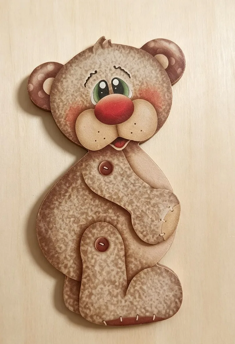 Apliques MDF com Decoupage Ursinho