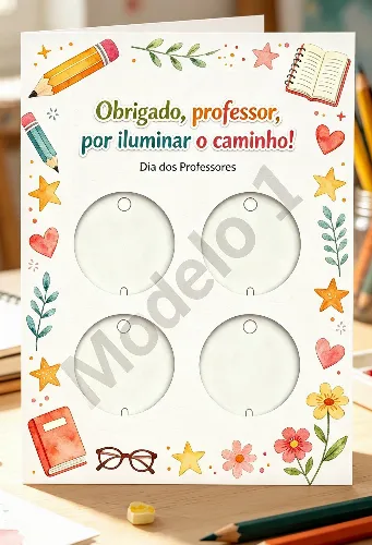 Kit 4 Bottons + Cartão Exclusivo Dia dos Professores