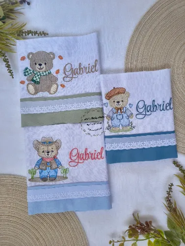 Kit Fraldas Personalizadas com Nome Bordado para Bebê, Enxoval Completo com Fraldas de Boca