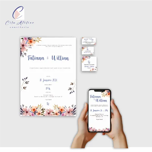 Kit Digital - Casamento/Debutante - Convites + tag + convite virtual