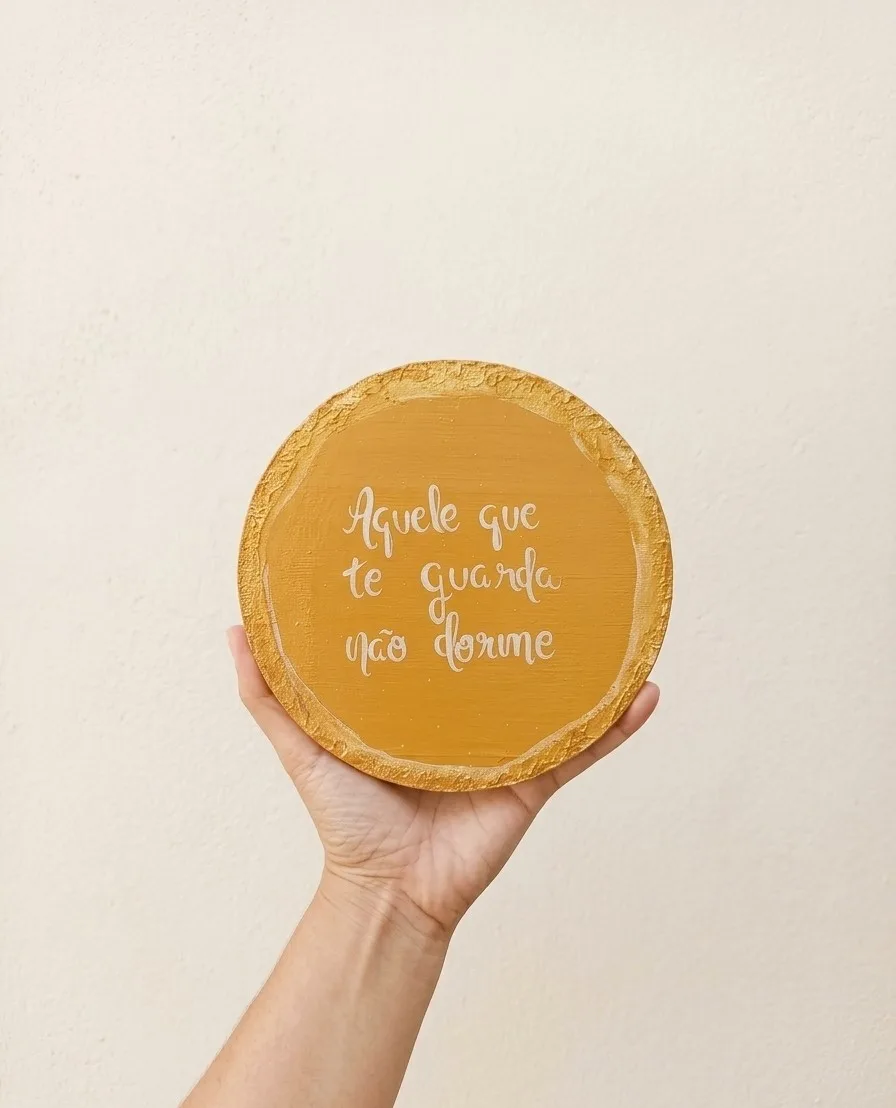 Placa Decorativa Pinus Aquele Que Te Guarda Não Dorme Boho 20cm
