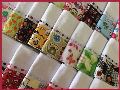 Kit 5 Panos de Prato Barrado Tecido Estampas Sortidas