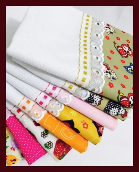Kit 5 Panos de Prato Barrado Tecido Estampas Sortidas