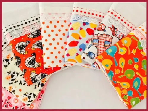 Kit 5 Panos de Prato Barrado Tecido Estampas Sortidas