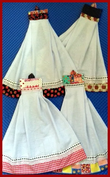 Kit 5 Bate Mão Toalha de Mão Barrado Patchwork Sortidos