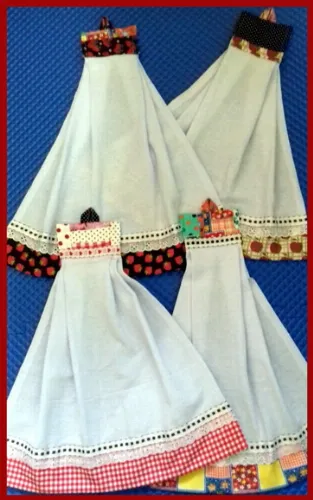 Kit 5 Bate Mão Toalha de Mão Barrado Patchwork Sortidos