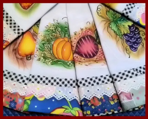 Kit 10 Panos de Prato Pintado Barrado Tecido Atacado Revenda