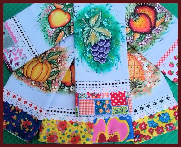 *oferta* Kit 10 Pano de Prato Pintado Barrado Tecido Atacado