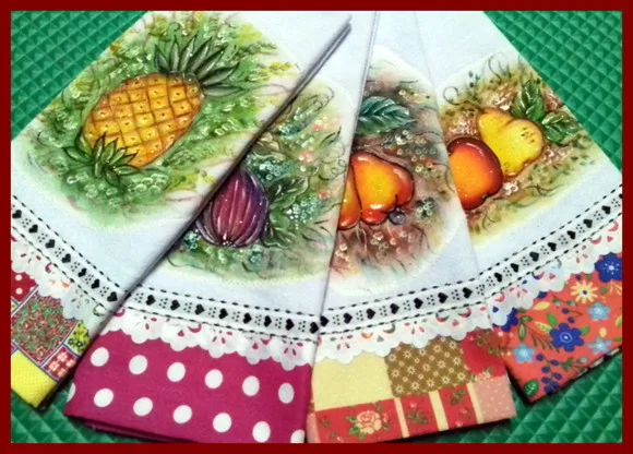 *oferta* Kit 10 Pano de Prato Pintado Barrado Tecido Atacado