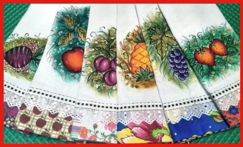*oferta* Kit 10 Pano de Prato Pintado Barrado Tecido Atacado