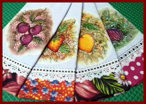 *oferta* Kit 10 Pano de Prato Pintado Barrado Tecido Atacado
