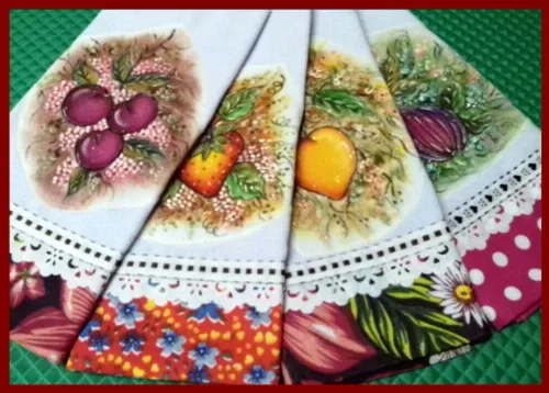 *oferta* Kit 10 Pano de Prato Pintado Barrado Tecido Atacado