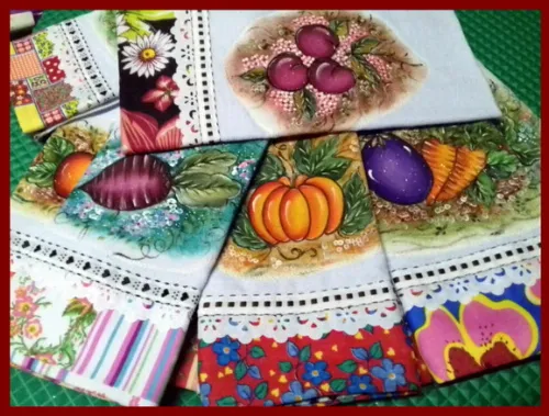 *oferta* Kit 10 Pano de Prato Pintado Barrado Tecido Atacado