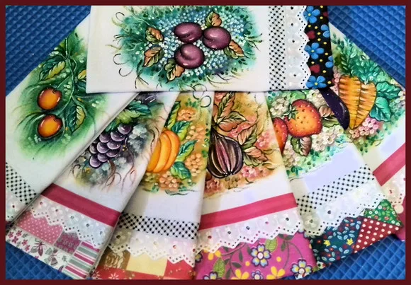 *oferta* Kit 10 Pano de Prato Pintado Barrado Tecido Atacado