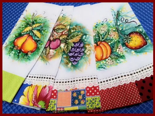 *oferta* Kit 10 Pano de Prato Pintado Barrado Tecido Atacado