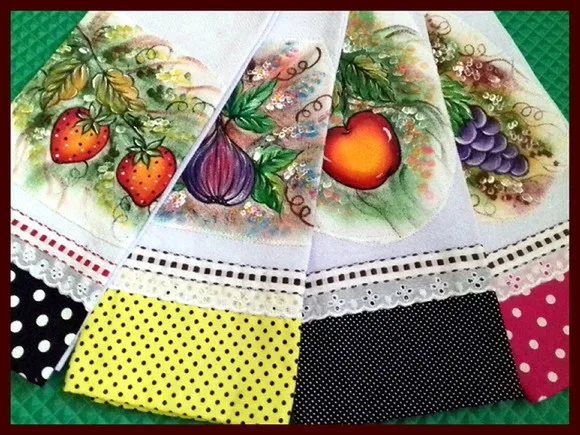 *oferta* Kit 10 Pano de Prato Pintado Barrado Tecido Atacado