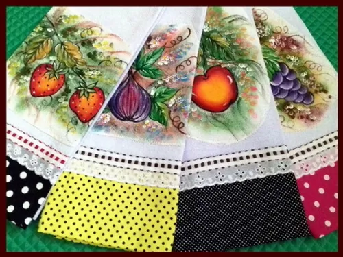 *oferta* Kit 10 Pano de Prato Pintado Barrado Tecido Atacado