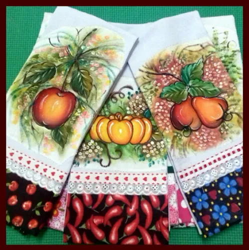 *oferta* Kit 10 Pano de Prato Pintado Barrado Tecido Atacado