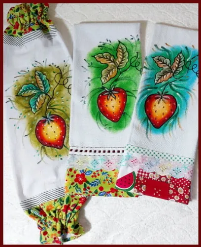 Kit Puxa Saco e Pano de Prato Pintado Mao *3 Peças* Decorado