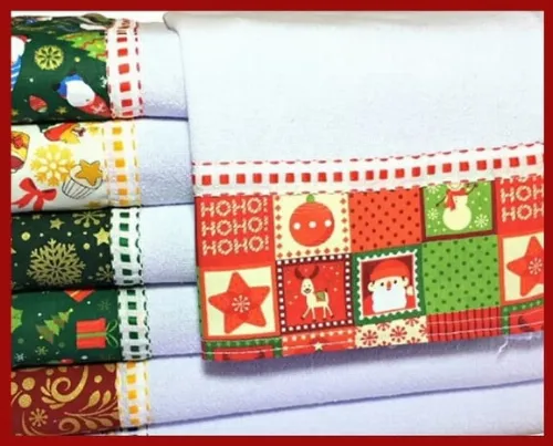 Kit Pano de Prato Atacado Barrado Natal com *10 Peças*