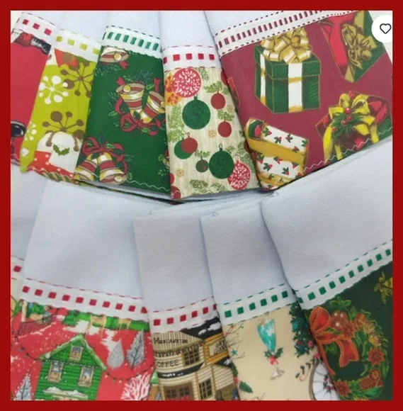 Kit Pano de Prato Atacado Barrado Natal com *10 Peças*