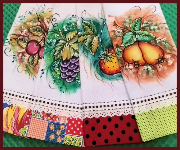 Kit Atacado Pano de Prato Patch Pintado Mão *10 Peças* Decor