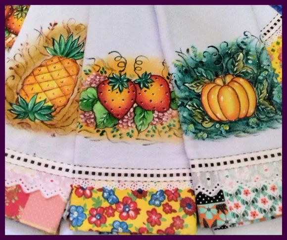 Kit Atacado Pano de Prato Patch Pintado Mão *10 Peças* Decor