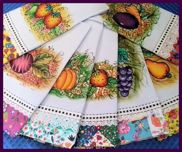 Kit Atacado Pano de Prato Patch Pintado Mão *10 Peças* Decor