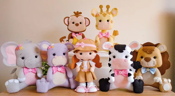 Safari em Feltro - 25cm - 7 Peças